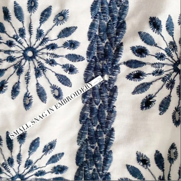 White & Blue Embroidered Button Down Camisole - Picture 7 of 8